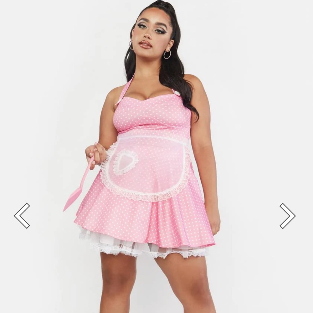 Pink housewife costume from Dolls Kill